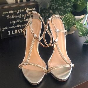 Qupid Silver Bling T-Strap Heels size 10